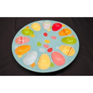 Vintage Ceramic Easter Egg Platter Boston Warehouse Trading Co. Pastel Holiday